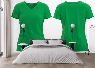 [GREEN ] 3D rendering T-shirt V Neck Short Sleeve Front and Back Wall mural